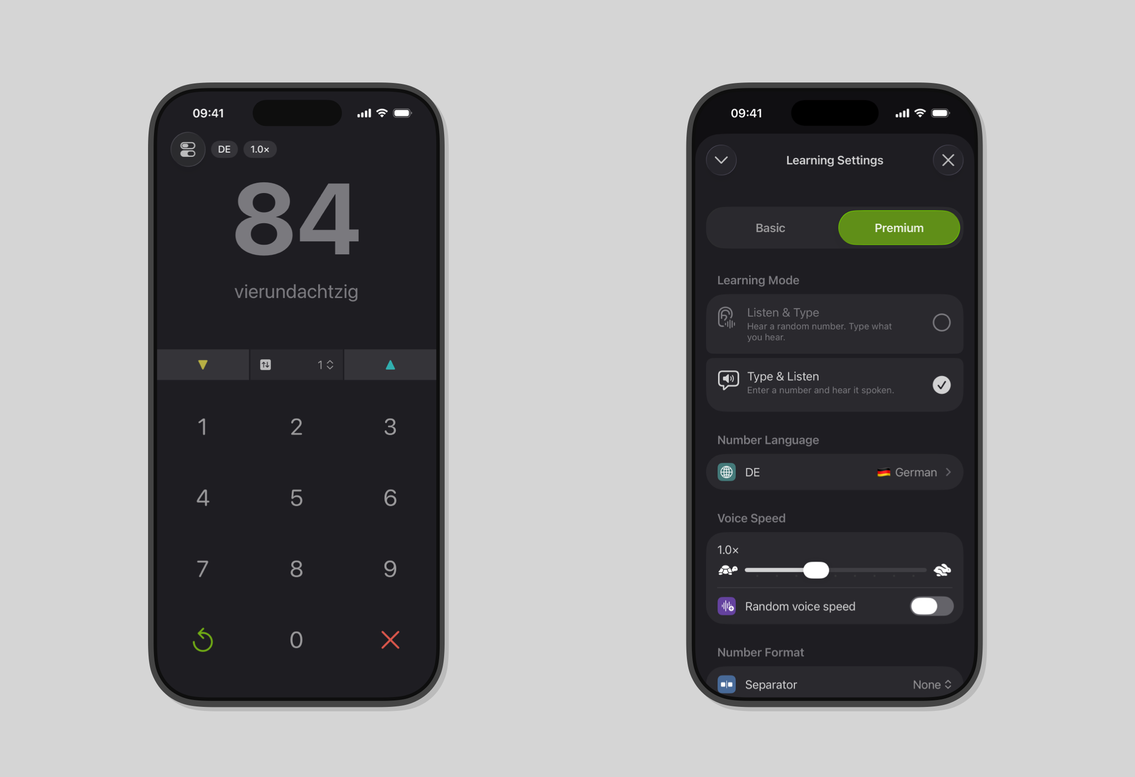 Numfred – Screenshots der App mit neuer Look für ios 26