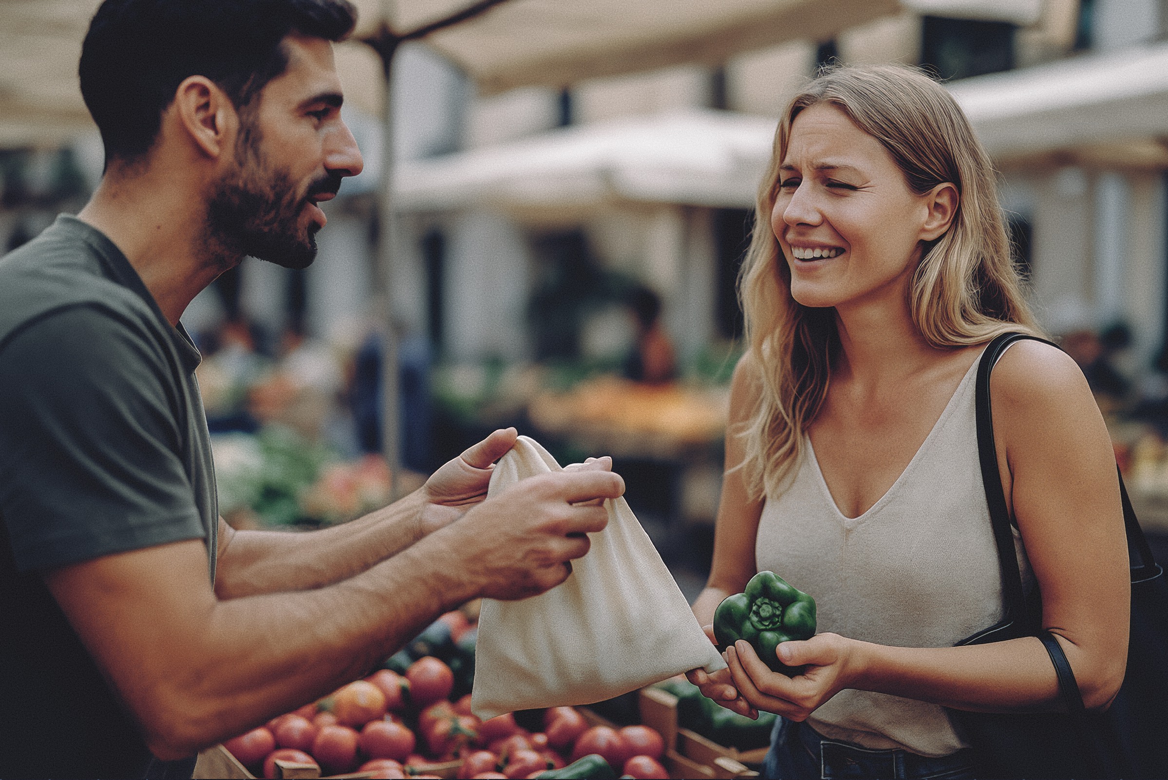 Misunderstanding numbers while shopping at a farmers market